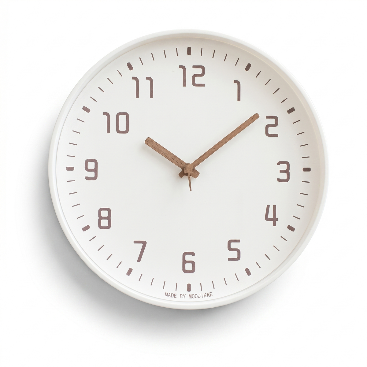 Silent Bamboo-Look Wall Clock – Silent Bamboo-Look Wall Clock – White / 25 cm