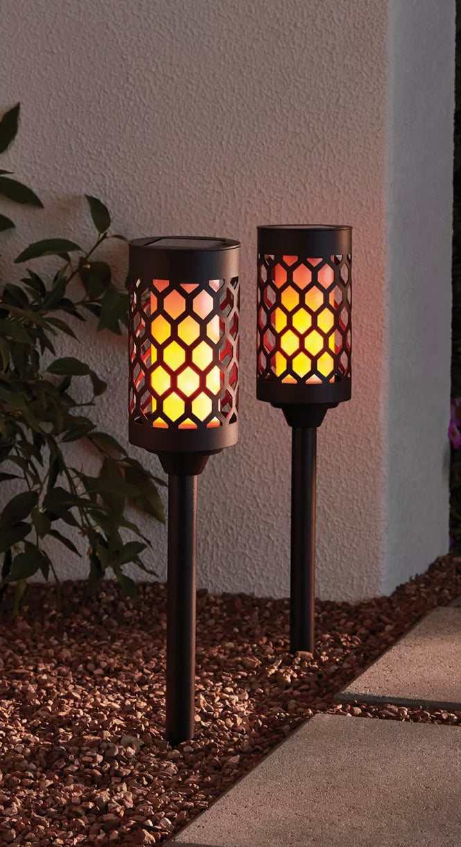 Solar Flame-Effect Garden Torches, Set of 2 – product view