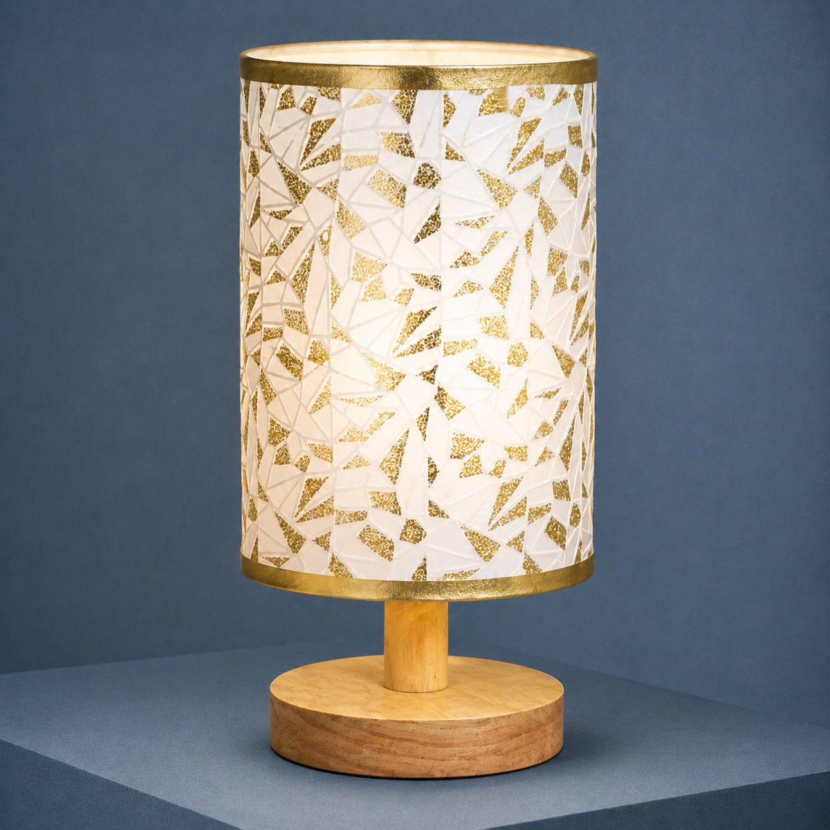Woven Bamboo Shade Table Lamp - Gold Mosaic