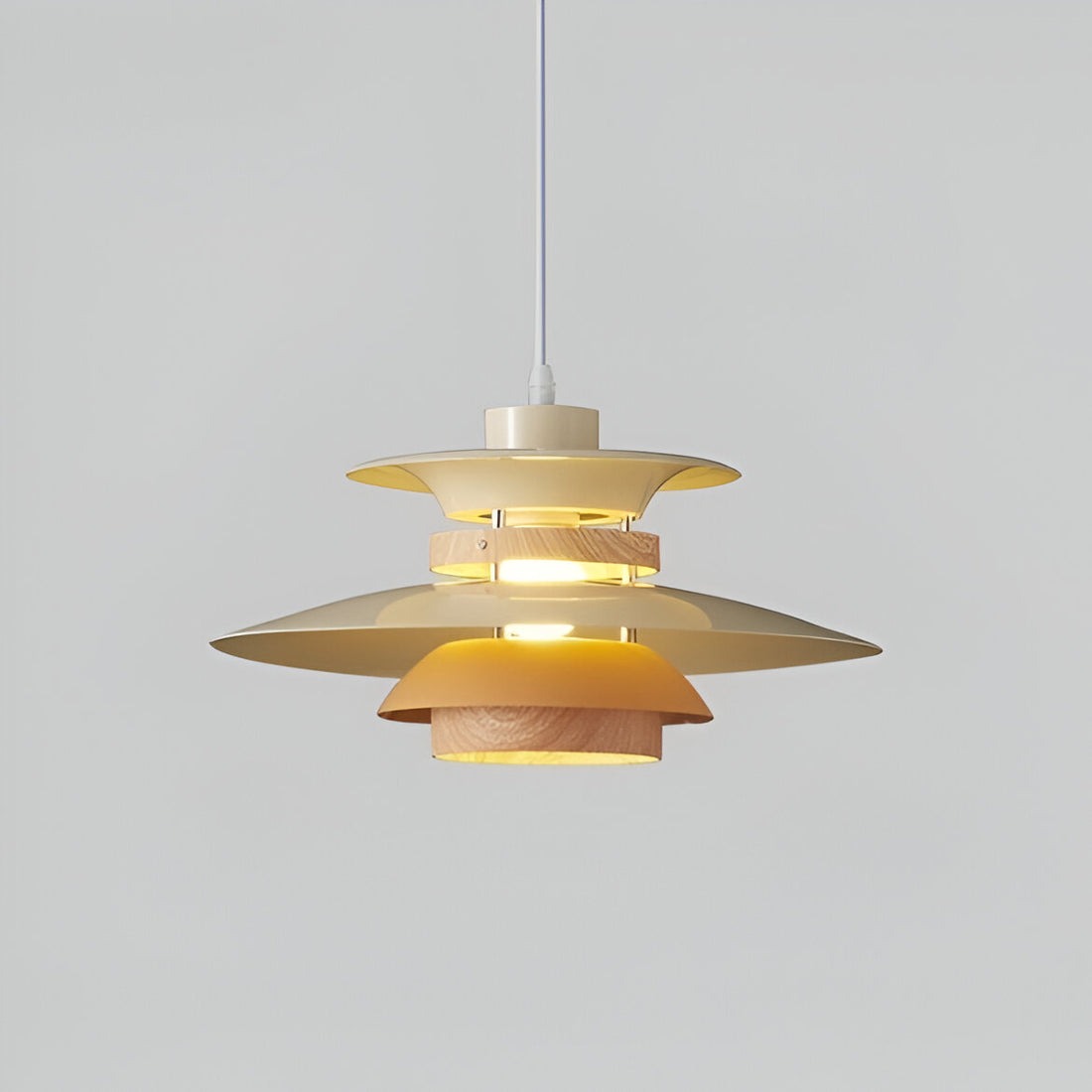 Nordic Wood-Accent Pendant Lamp – Beige