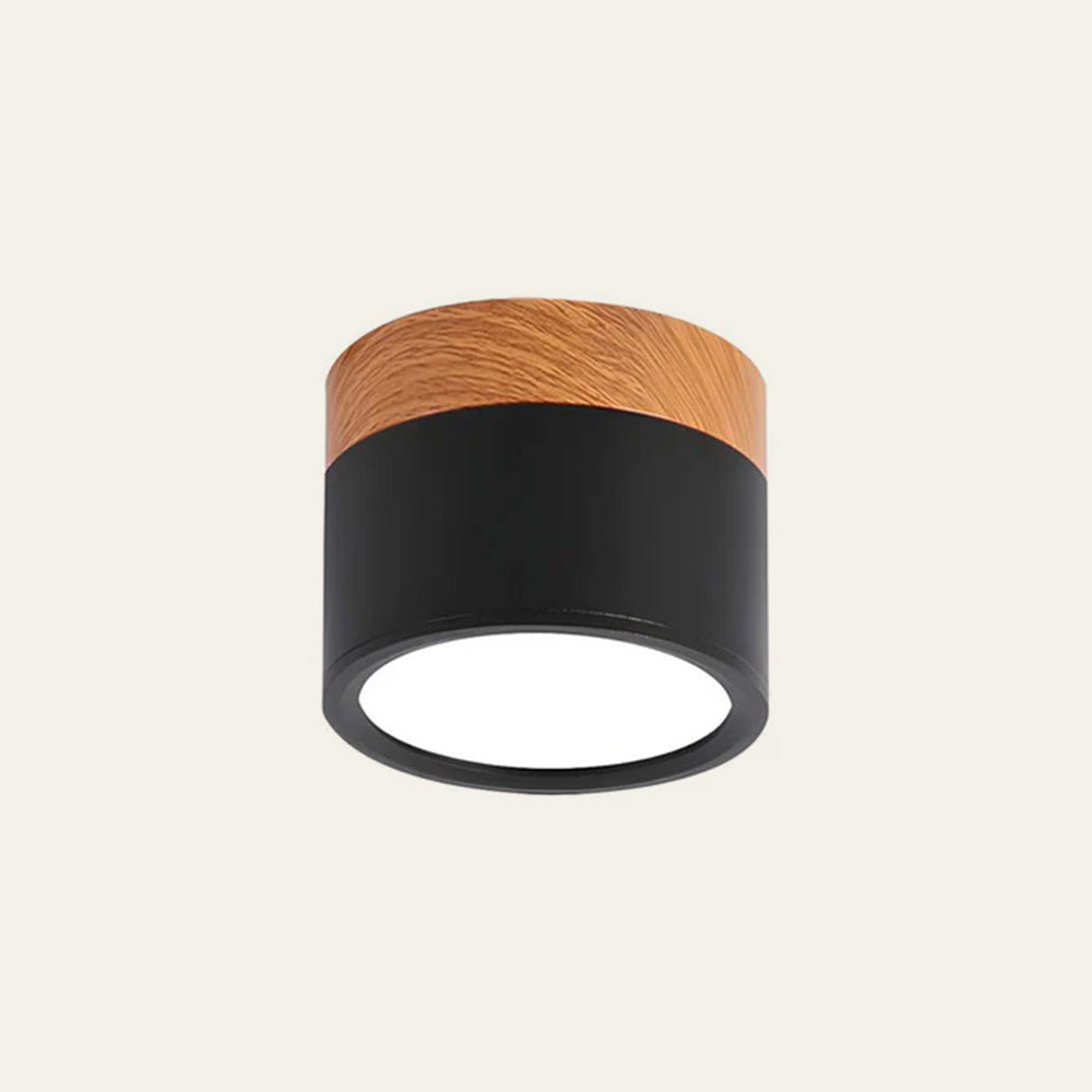 Ceiling Lamp with a Wooden Accent – Black