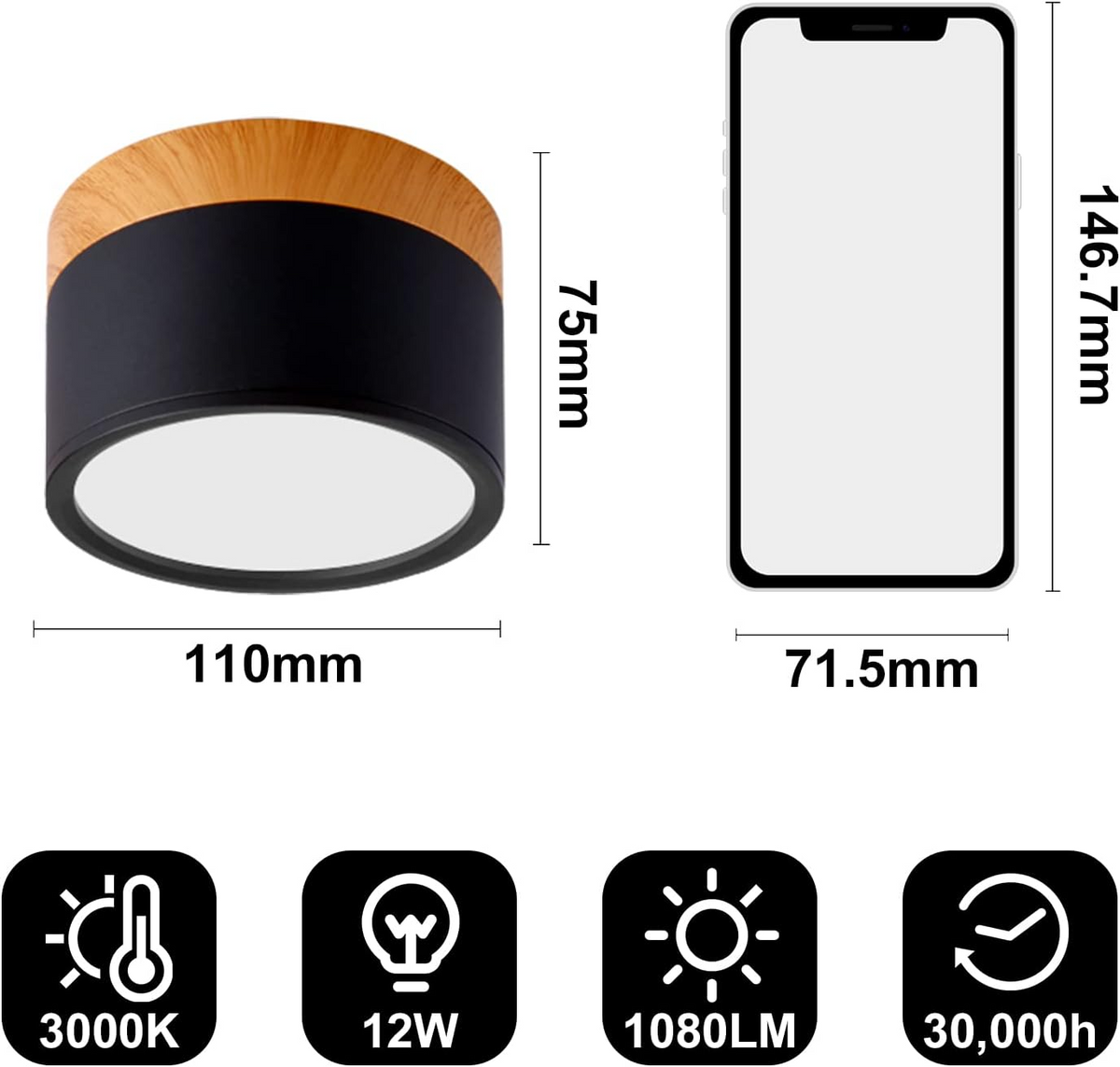 Ceiling Lamp with a Wooden Accent – product view
