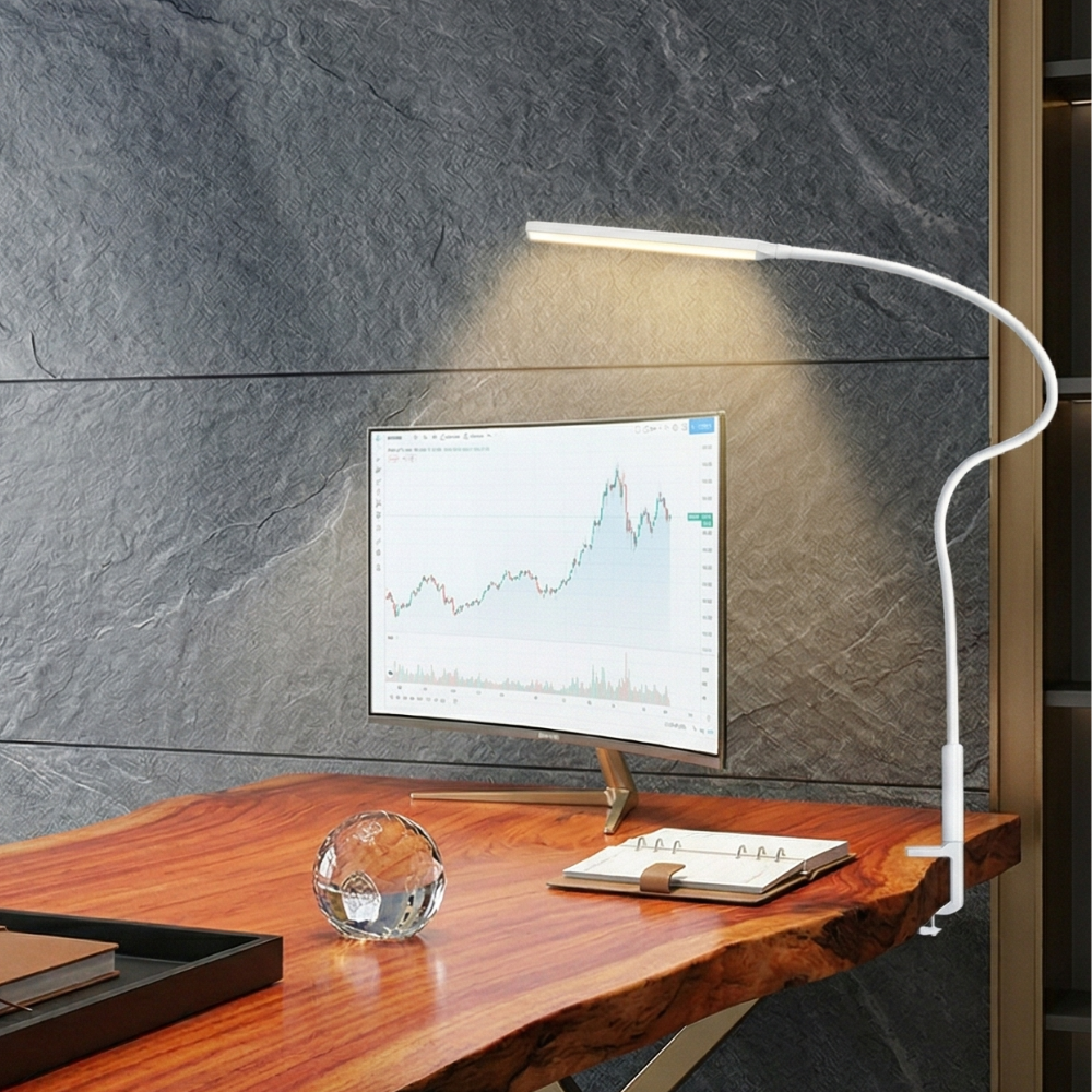 Adjustable LED Desk Lamp with a Flexible Arm – White