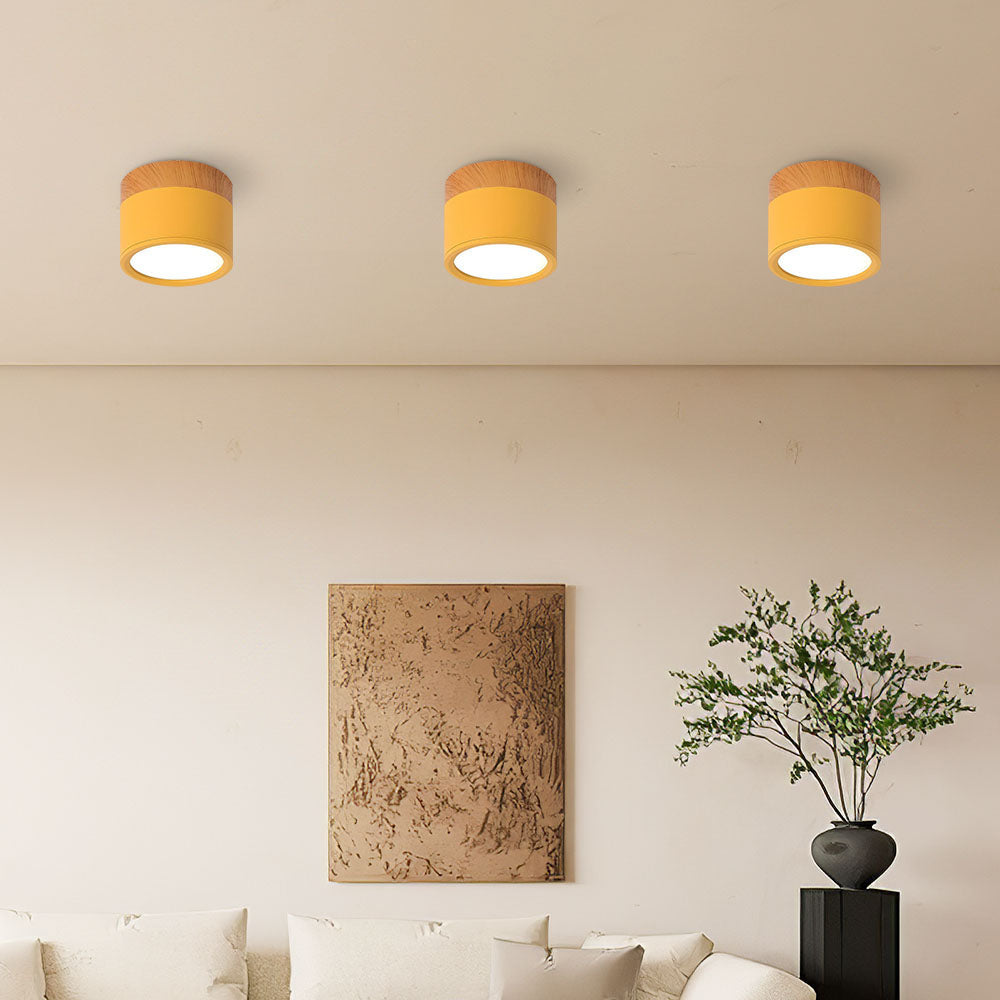Ceiling Lamp with a Wooden Accent – Yellow