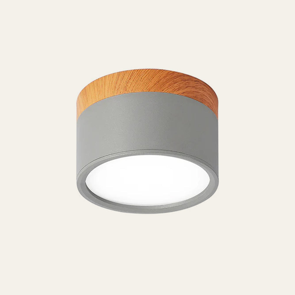 Ceiling Lamp with a Wooden Accent – Gray
