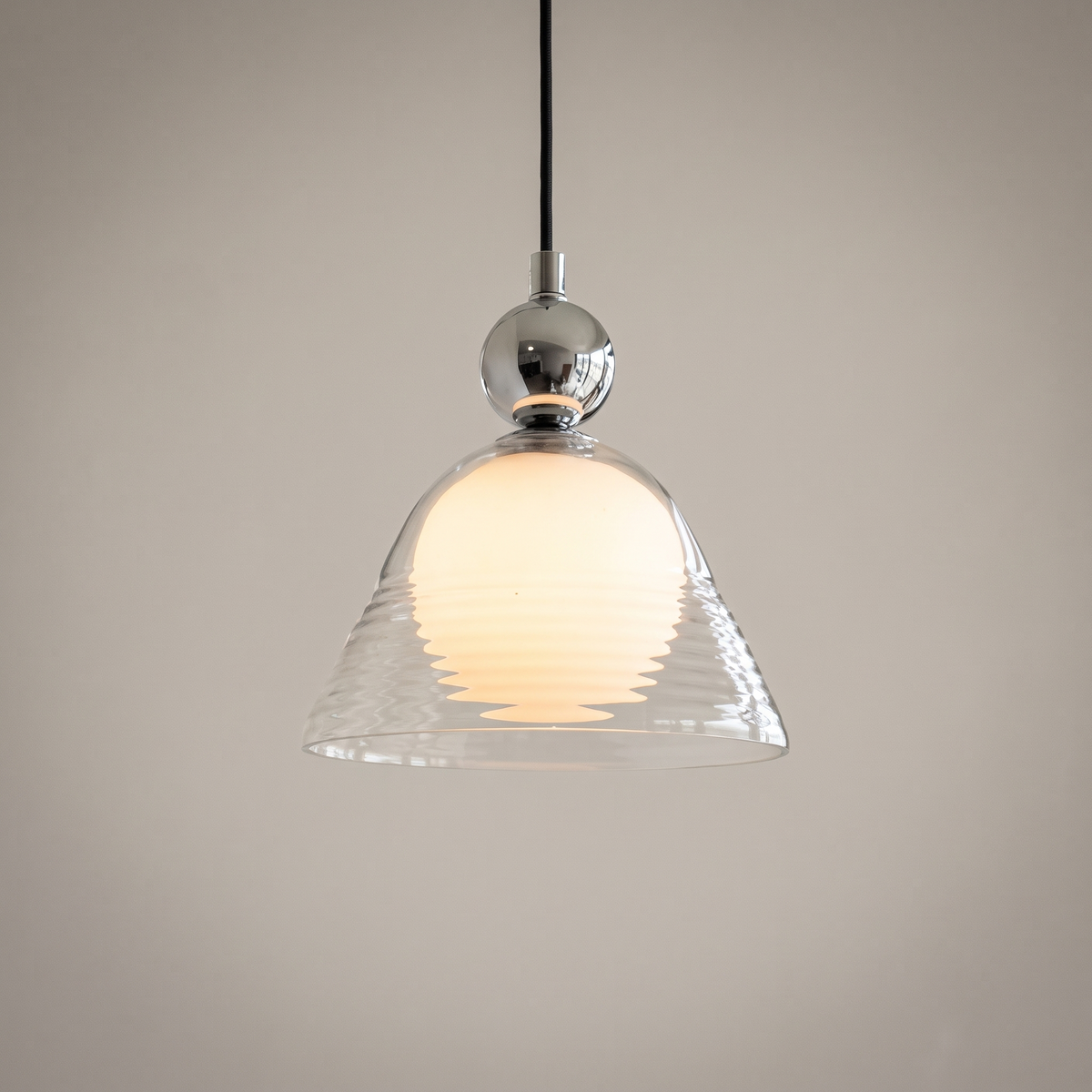 Clear Cone and Globe Pendant Light – Ø 18 cm (Ø 7.1")
