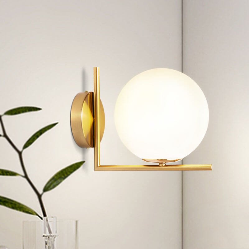 Bayside Brass-Finish Glass Globe Wall Light - product detail 5