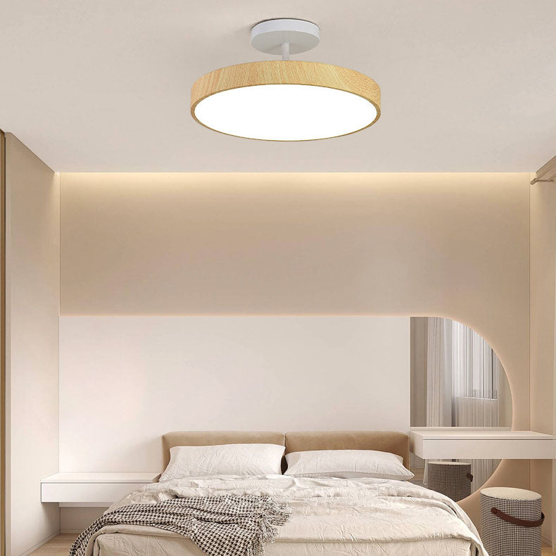 Japanese Round Wooden LED Ceiling Lamp – product view
