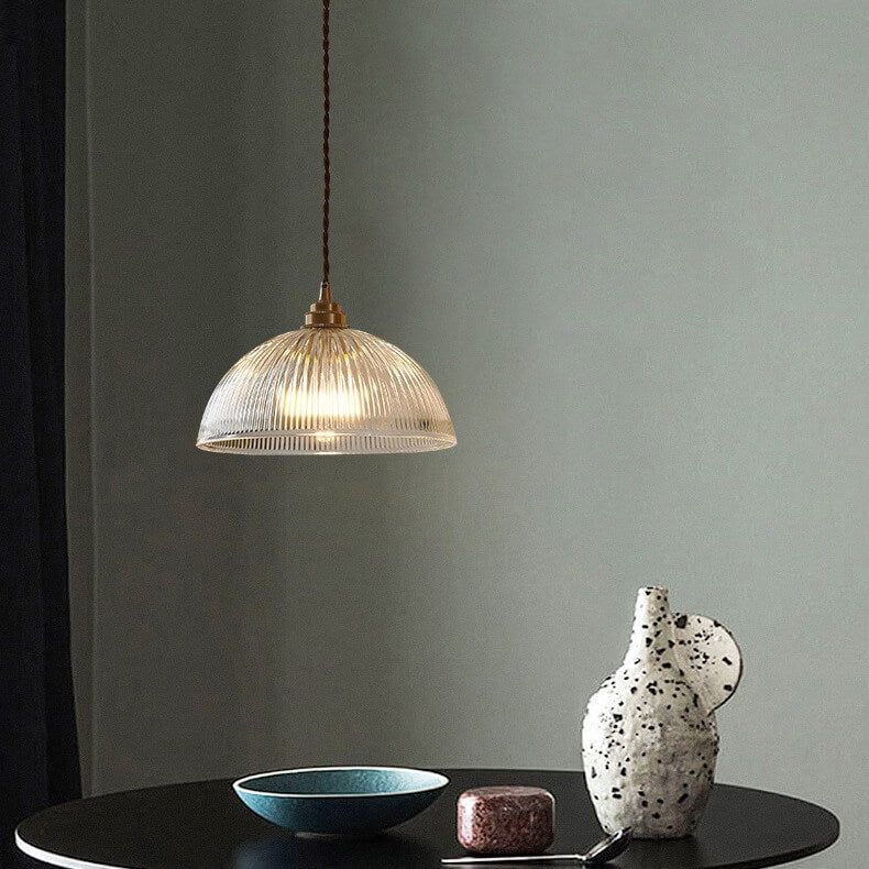 Ribbed Glass Dome Pendant Light – product view