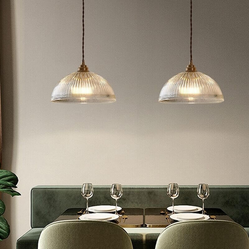 Ribbed Glass Dome Pendant Light – product view
