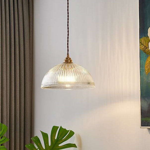Ribbed Glass Dome Pendant Light – product view