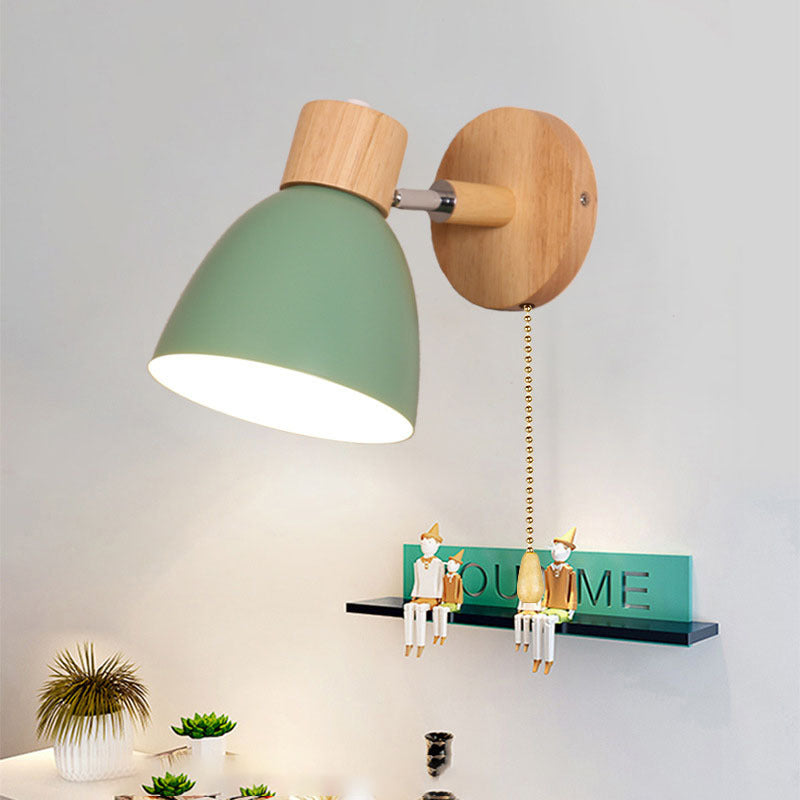 Wall Sconce with a Tilted Arm and Conical Shade – With zipper switch
