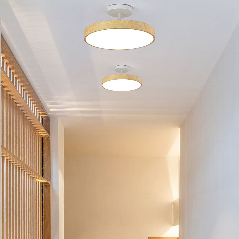 Japanese Round Wooden LED Ceiling Lamp – product view
