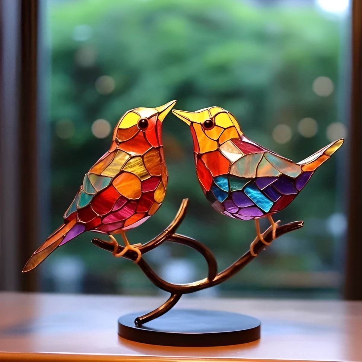Aviary Stained Glass Bird Ornament - product detail 2