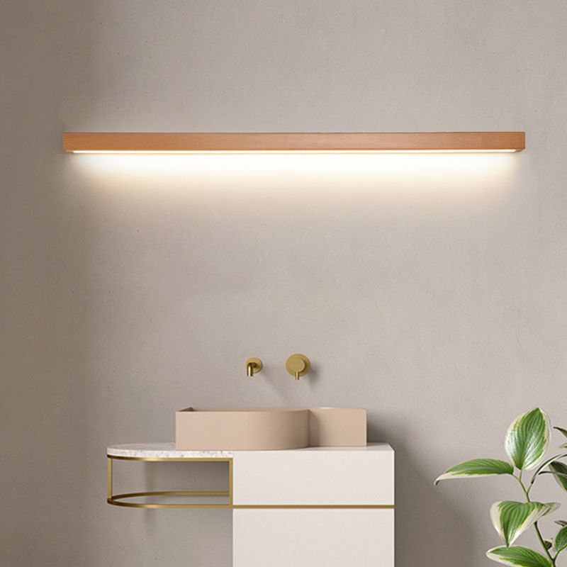 Linear Wall Lamp above Mirror with Wooden Frame – L 60cm / 24"