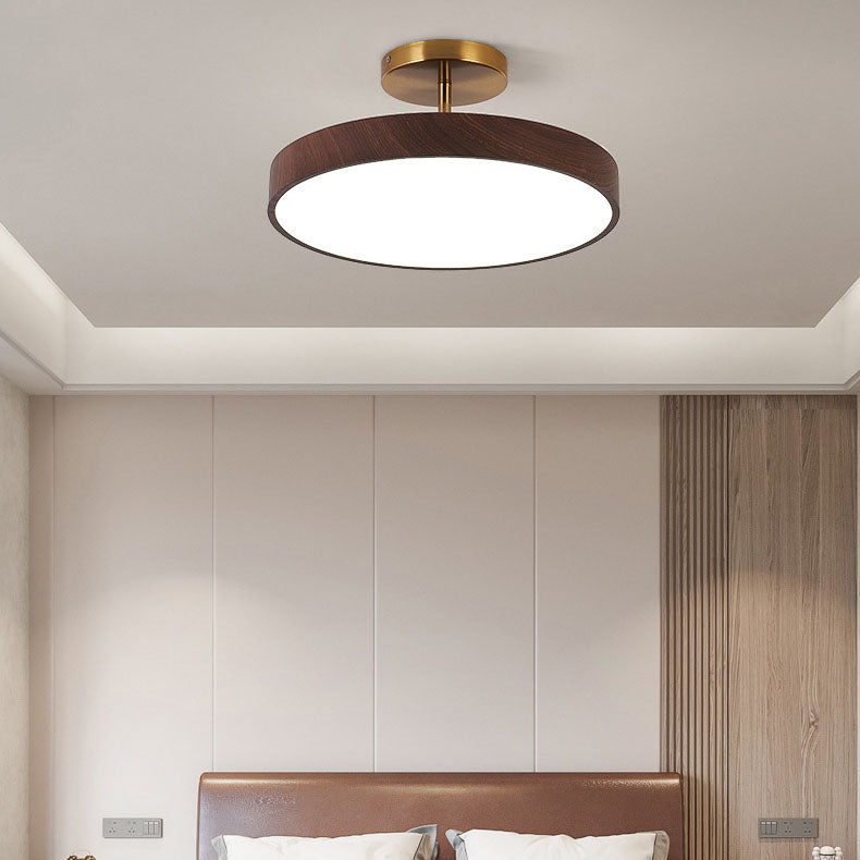 Japanese Round Wooden LED Ceiling Lamp – White light