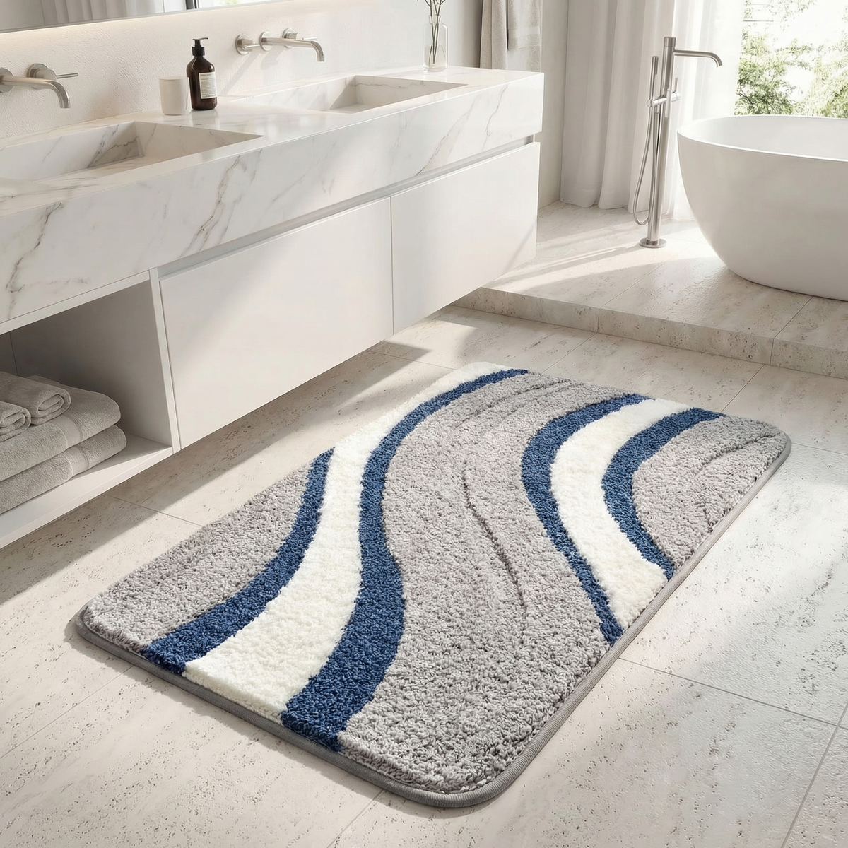 Textured Weave Bath Rug - Gray