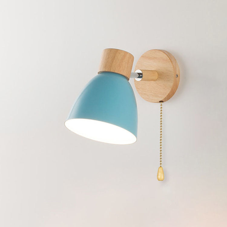 Wall Sconce with a Tilted Arm and Conical Shade – With zipper switch