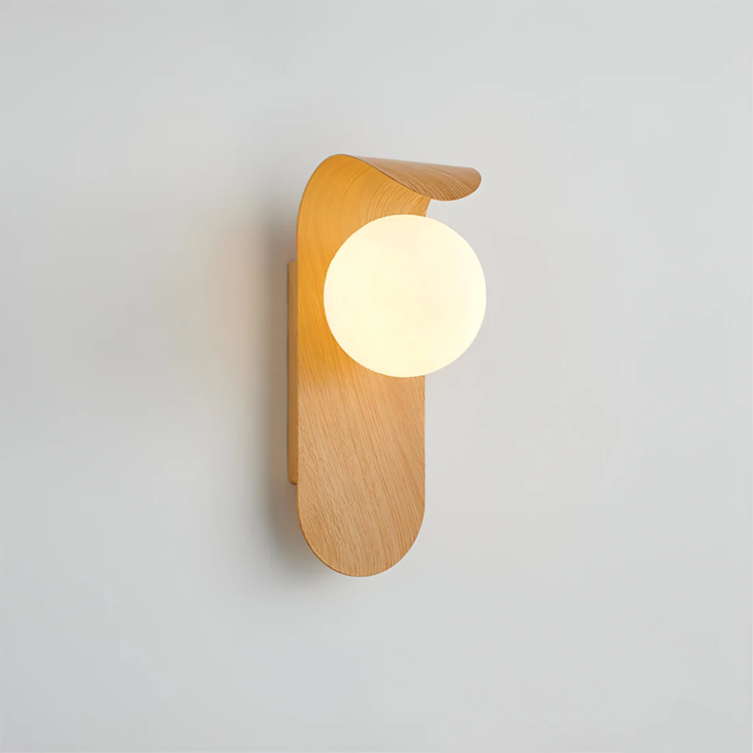 Sconce with a Vertical Curved Panel – Wood
