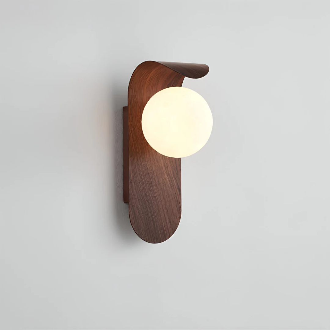 Sconce with a Vertical Curved Panel – Walnut