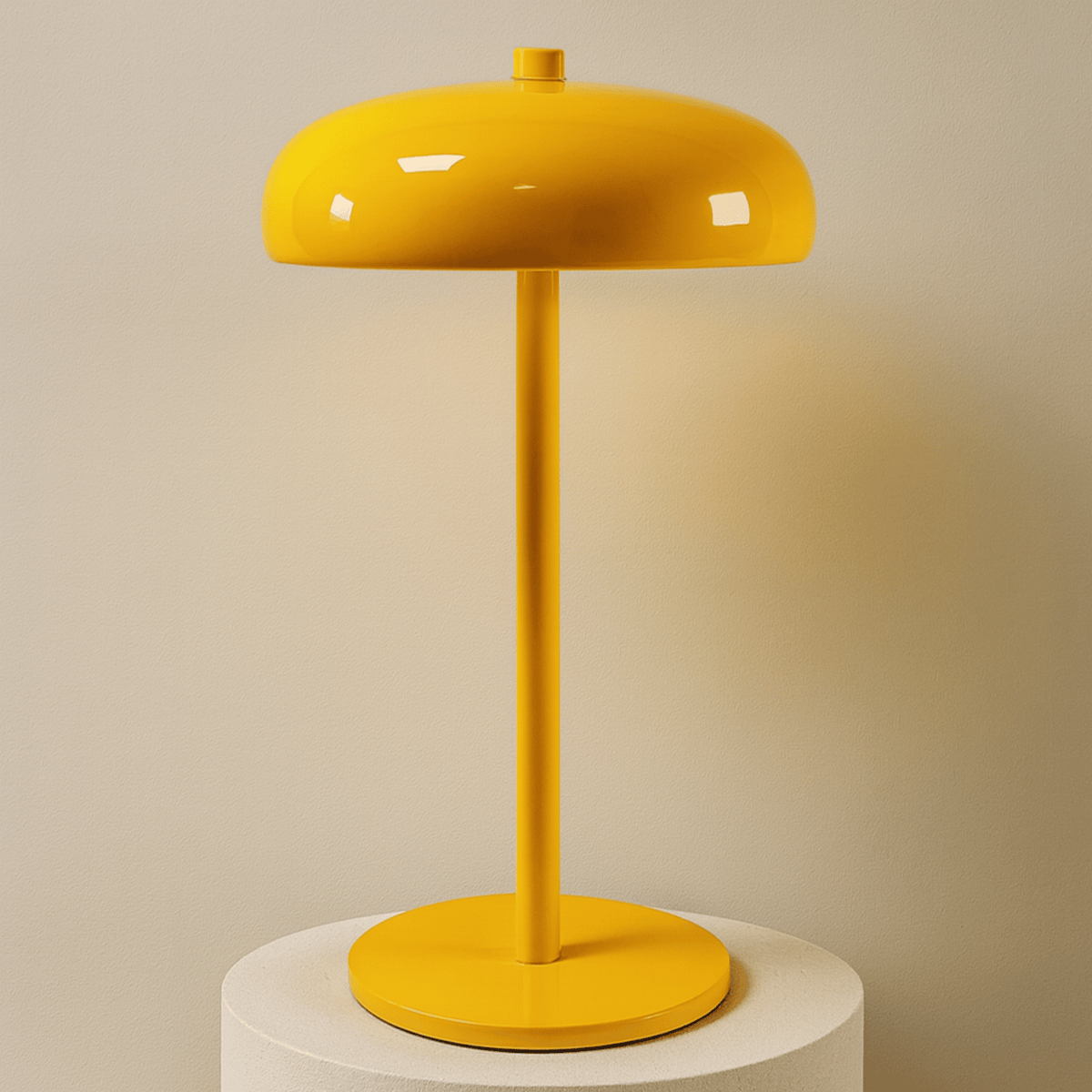 Table Light with Dome Shade and Round Base – Yellow