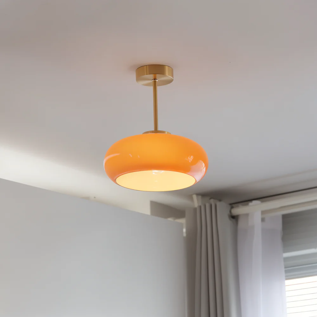 Short-Drop Glass Ceiling Light – Orange