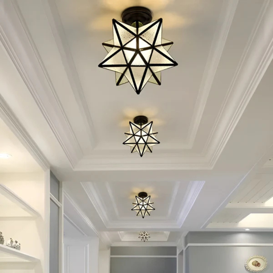 Geometric Star Ceiling Light – Gold