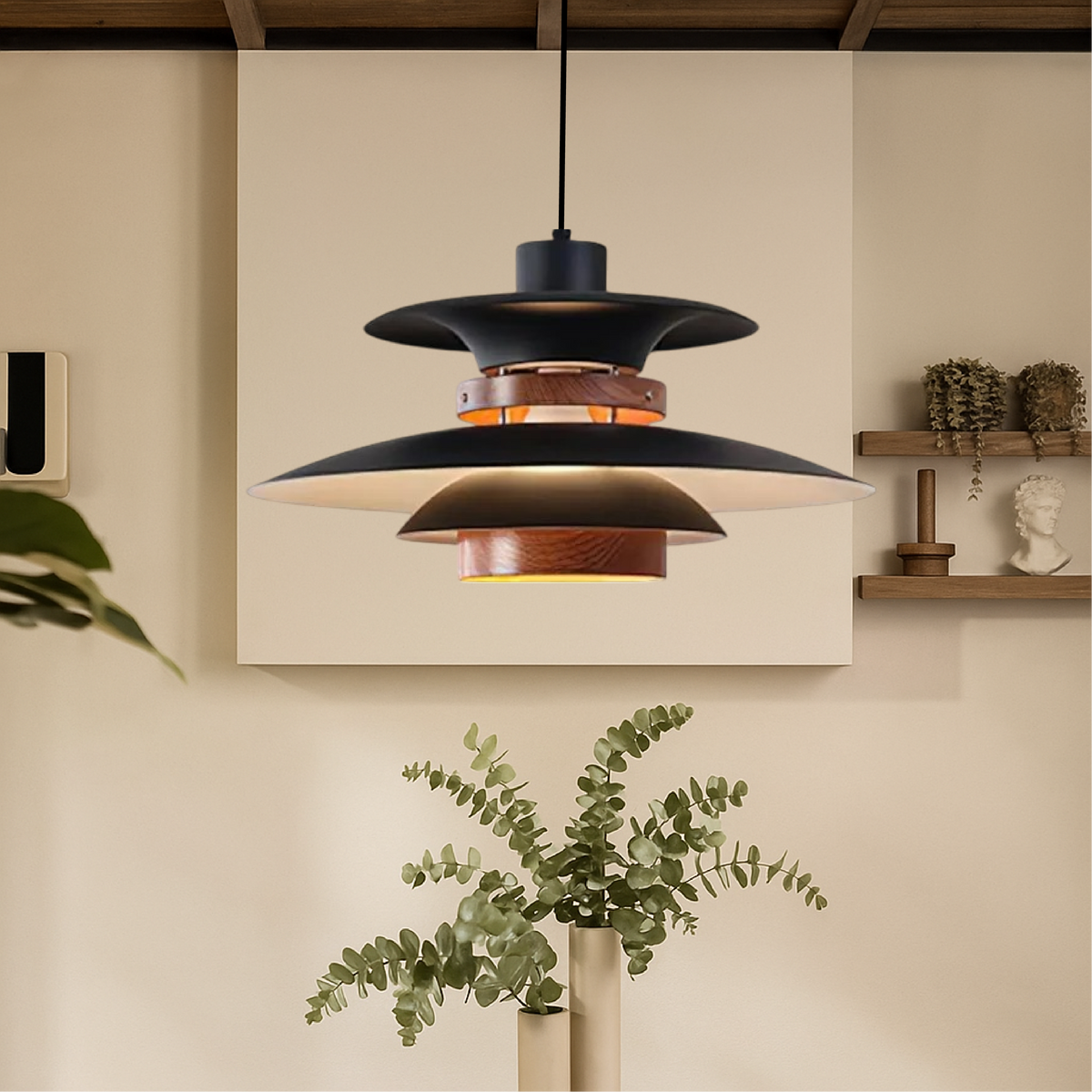 Nordic Wood-Accent Pendant Lamp – product view