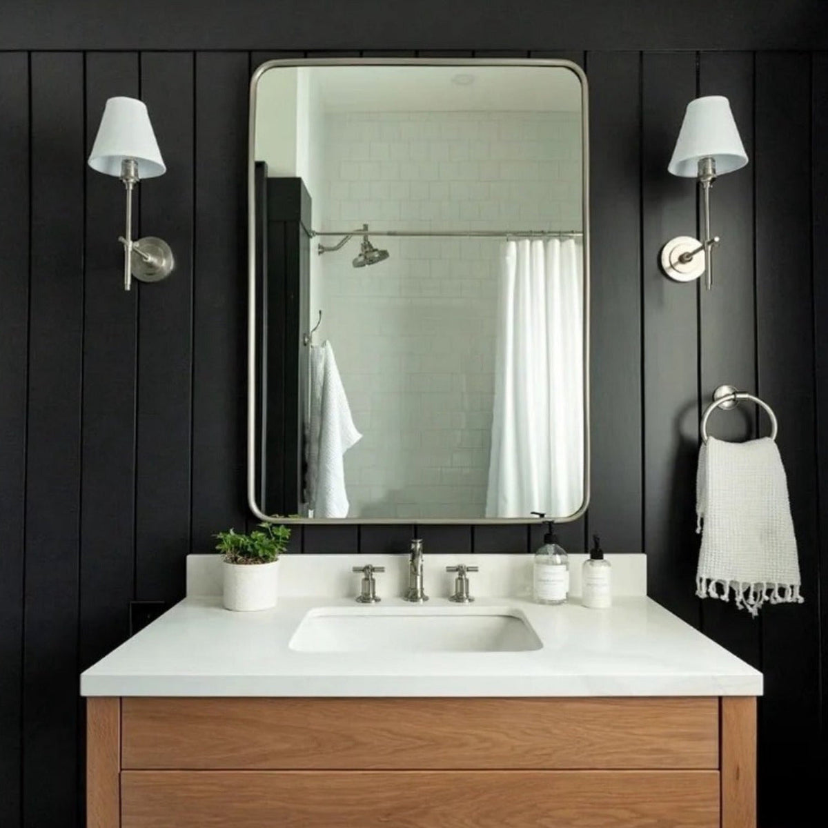 Wall Lamp with Fabric Shade and Metal Arm – product view