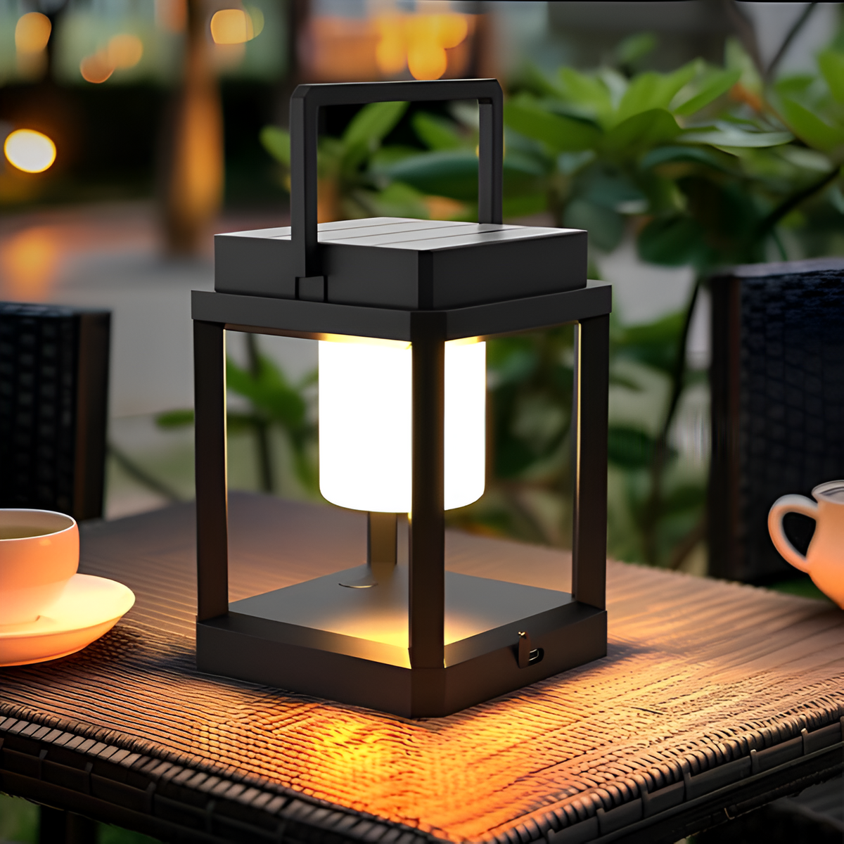 LED Garden Lantern with Metal Frame and Handle – product view