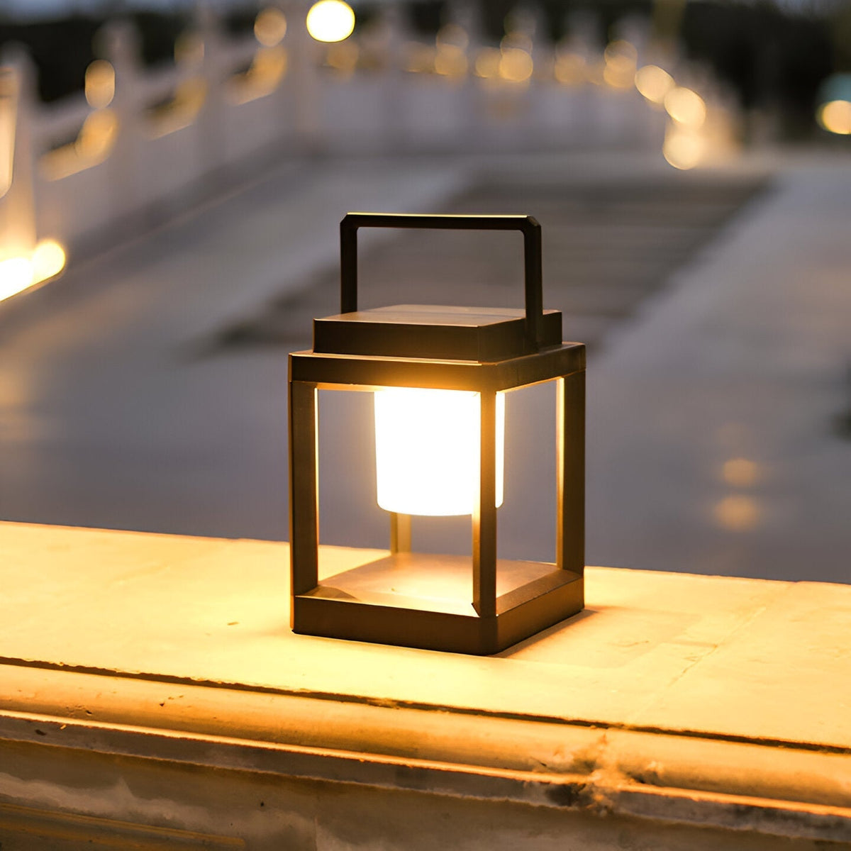 LED Garden Lantern with Metal Frame and Handle – product view
