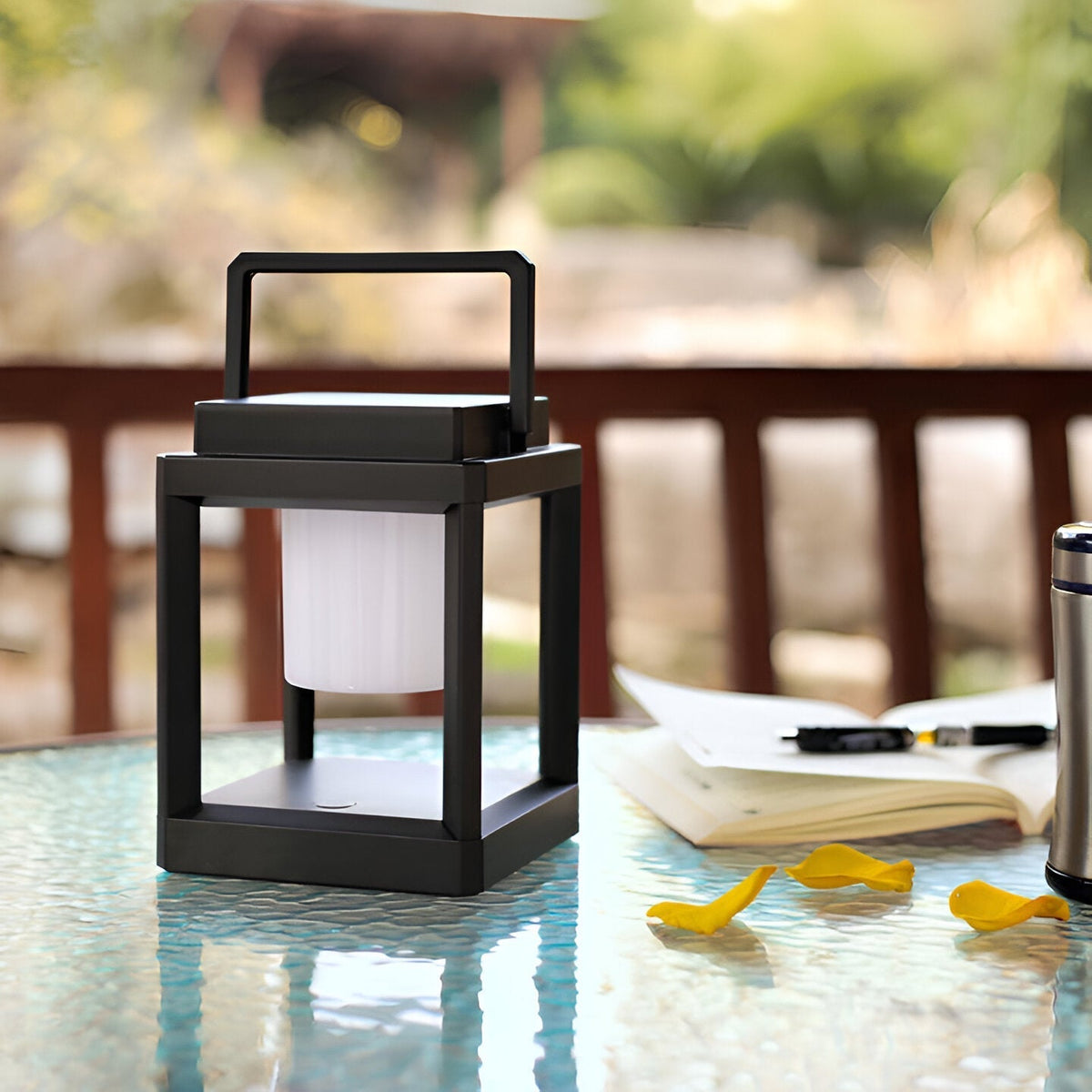 LED Garden Lantern with Metal Frame and Handle – product view