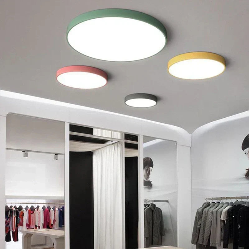 Round Low-Profile Ceiling Light – Green