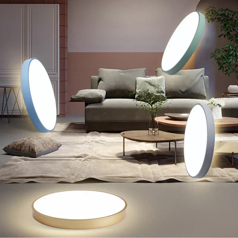 Round Low-Profile Ceiling Light – Blue