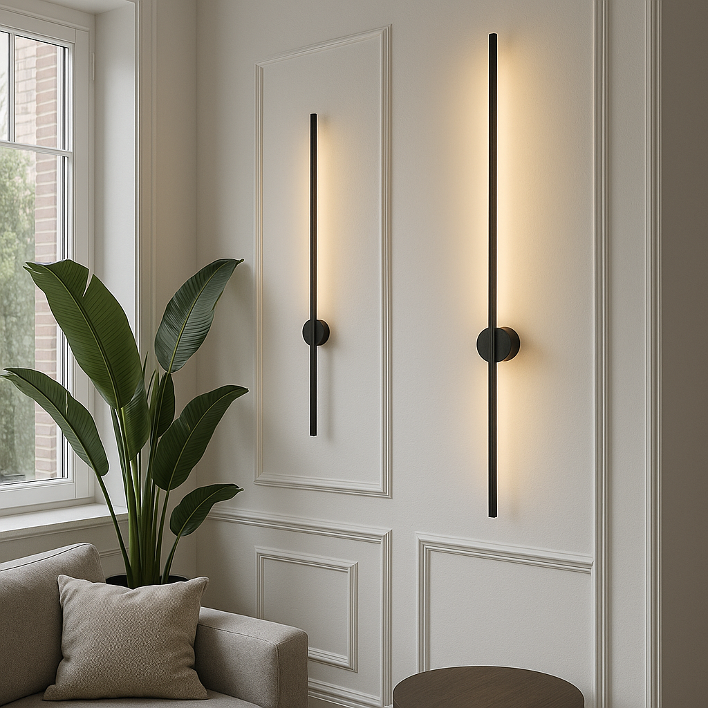 Minimalist Linear Wall Sconce – Black