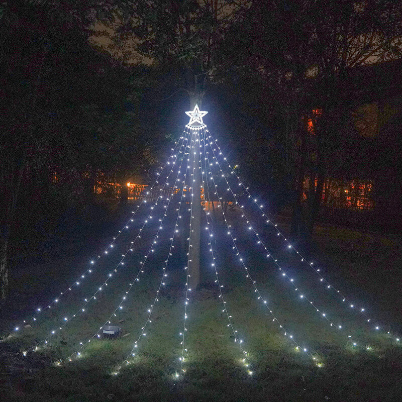 Solar String Lights with Star and Hanging Bulbs – Plug