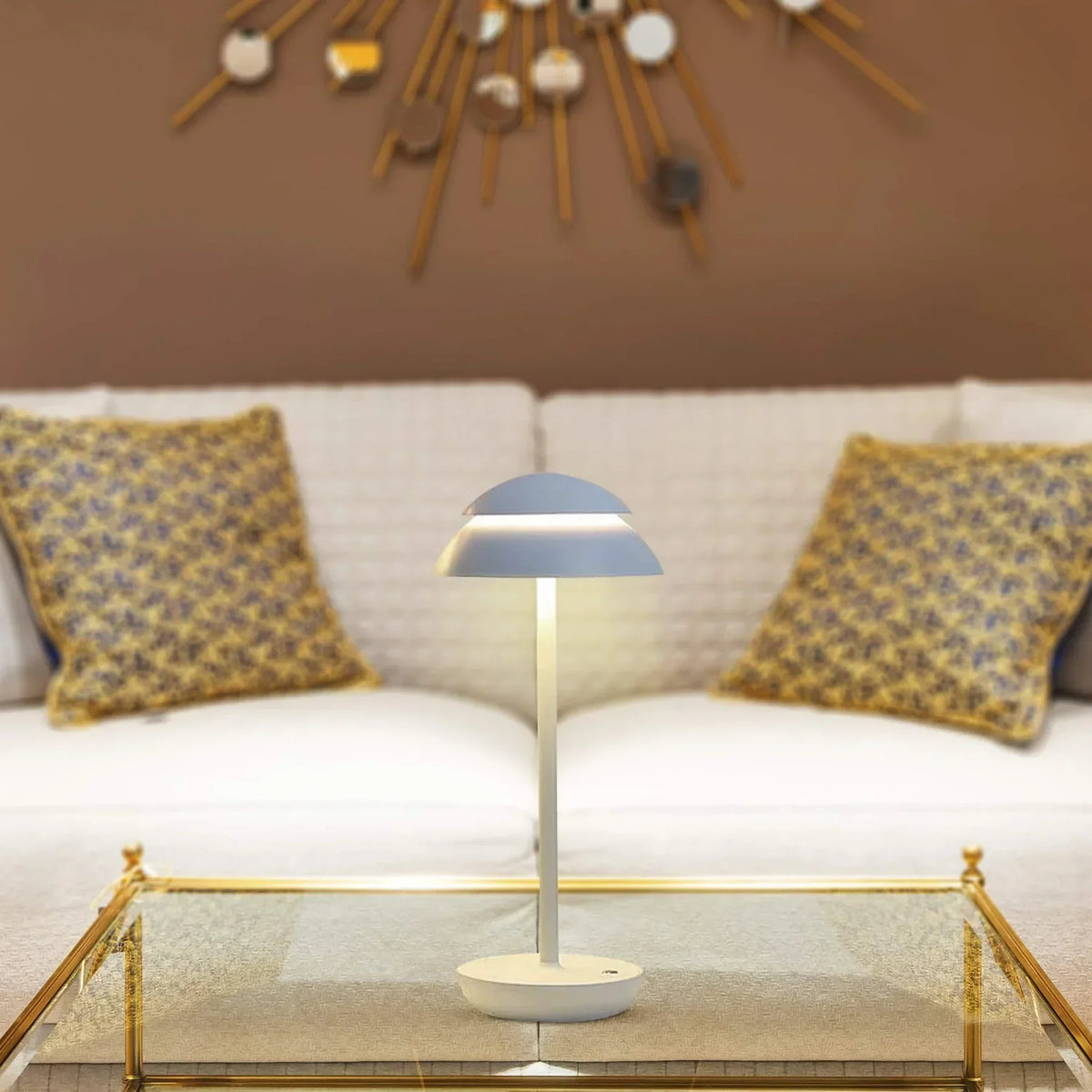 Dimmable Scandinavian Wireless Aluminum Table Lamp – White