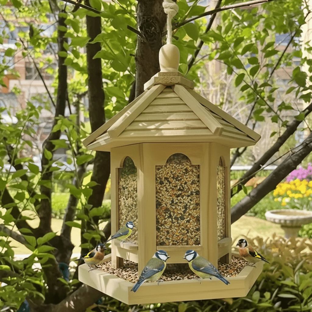 Wattle Hanging Wooden Bird Feeder