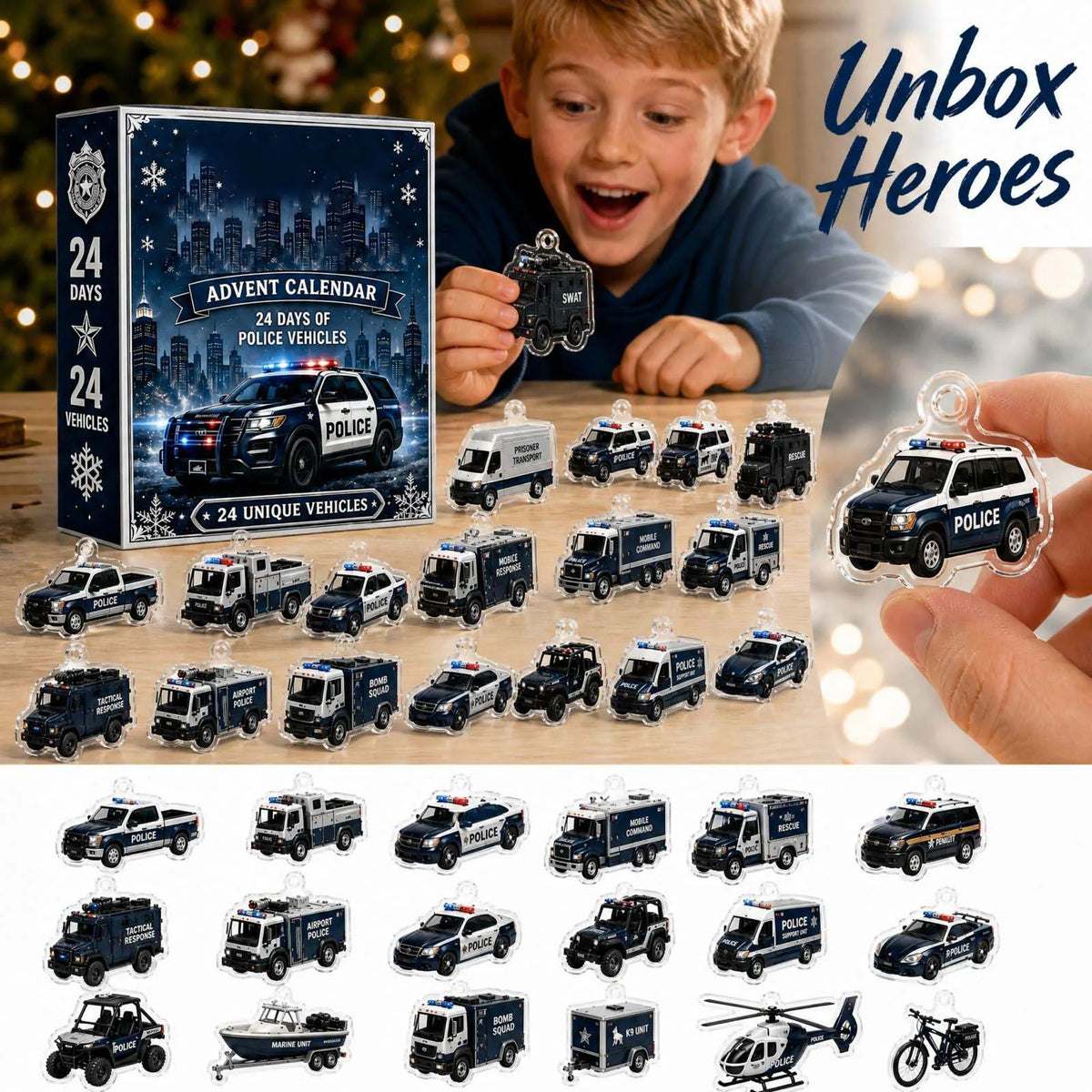 Police Car Advent Calendar 2026 with 24 Ornaments – image 5