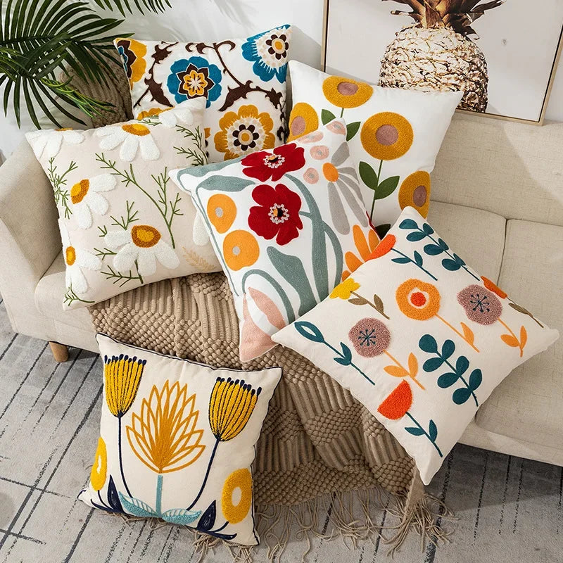 Bloomfield Embroidered Floral Cushion Cover