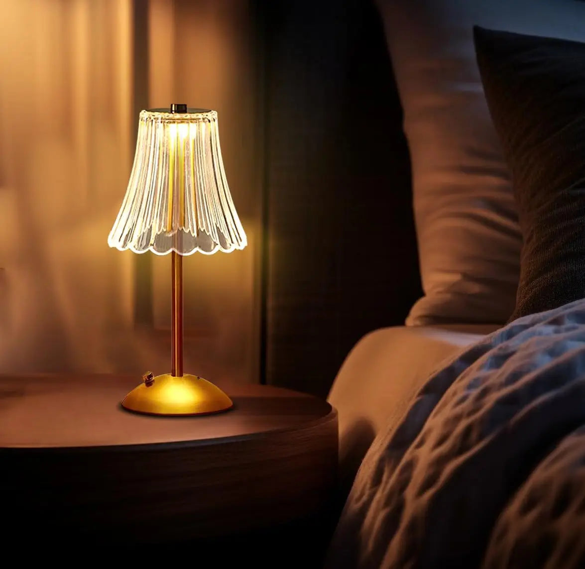 Gold Touch LED Table Lamp with Crystal Shade – product view