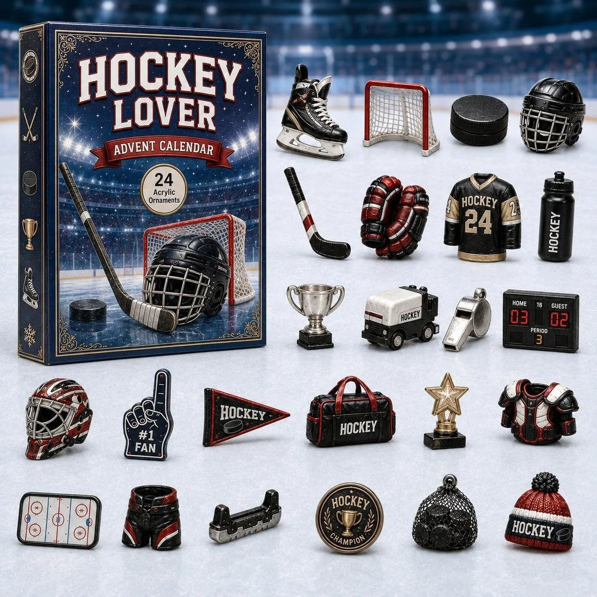 Sports Advent Calendar 2026 with 24 Acrylic Ornaments – Hockey – image 8