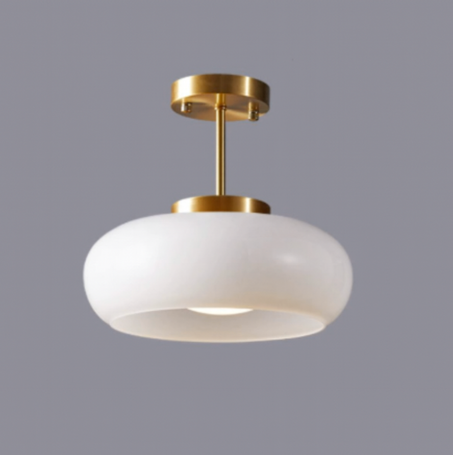 Short-Drop Glass Ceiling Light – White
