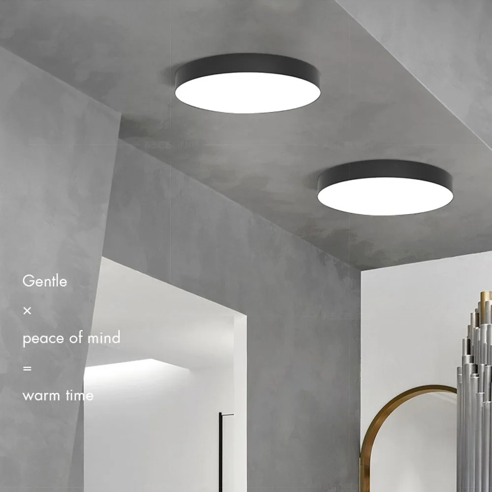 Round Low-Profile Ceiling Light – Black