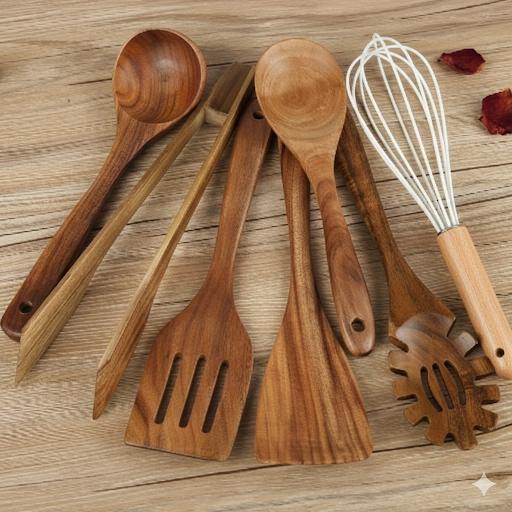 Oakley Seven-Piece Wooden Kitchen Utensil Set