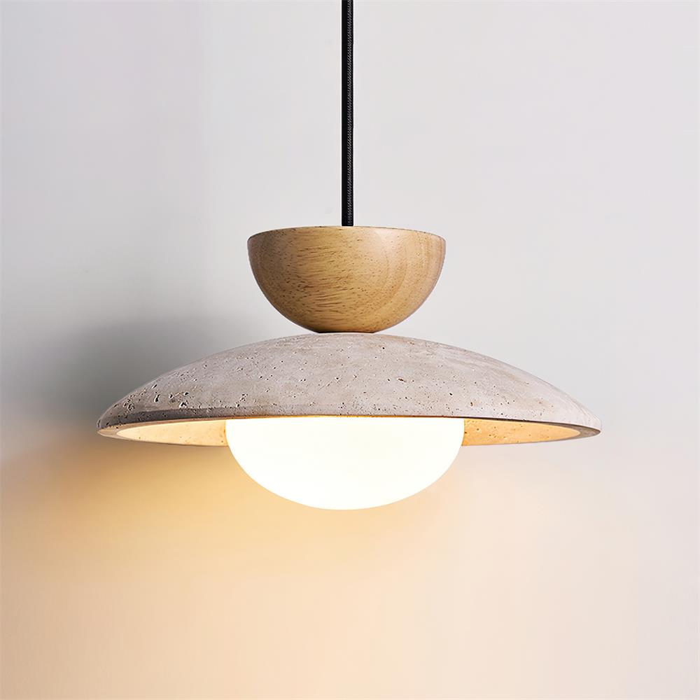 Solstice Travertine and Glass Pendant Light - product detail 2