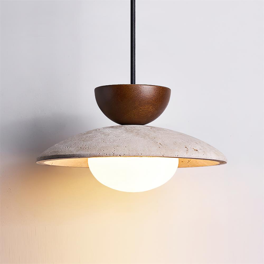 Solstice Travertine and Glass Pendant Light - product detail 5