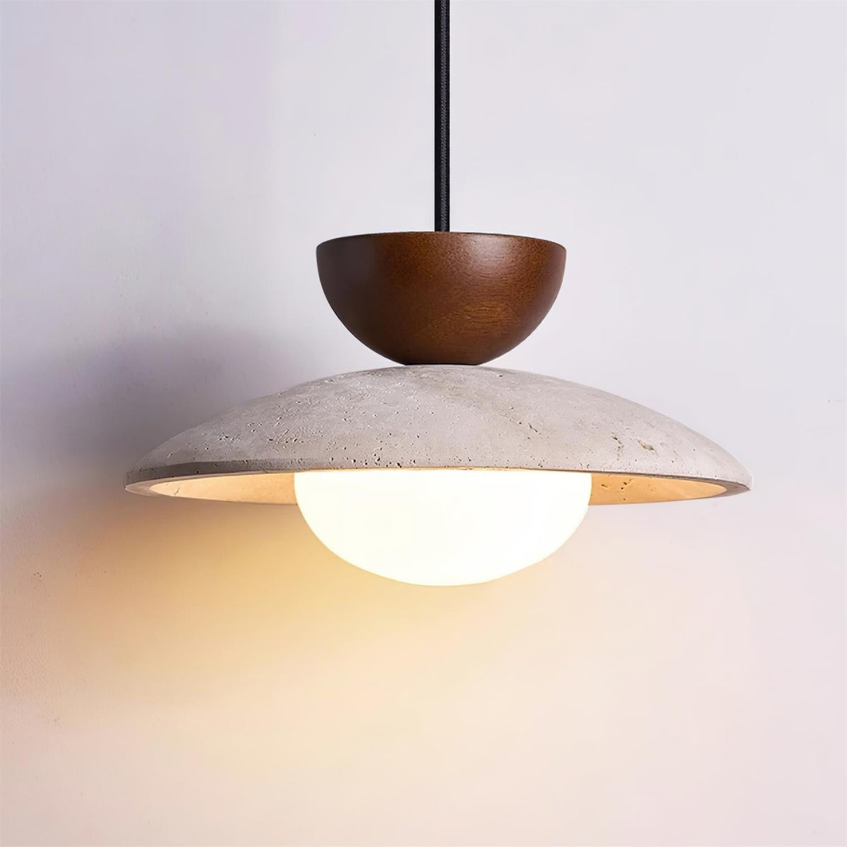 Solstice Travertine and Glass Pendant Light - product detail 4