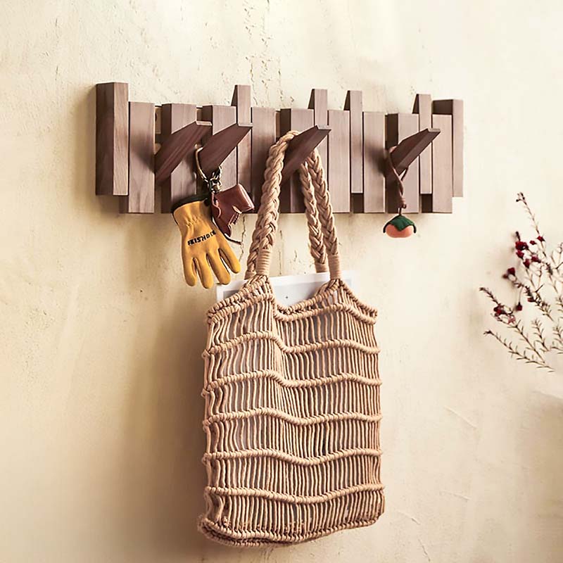 Foldaway Timber Wall Hook Rack