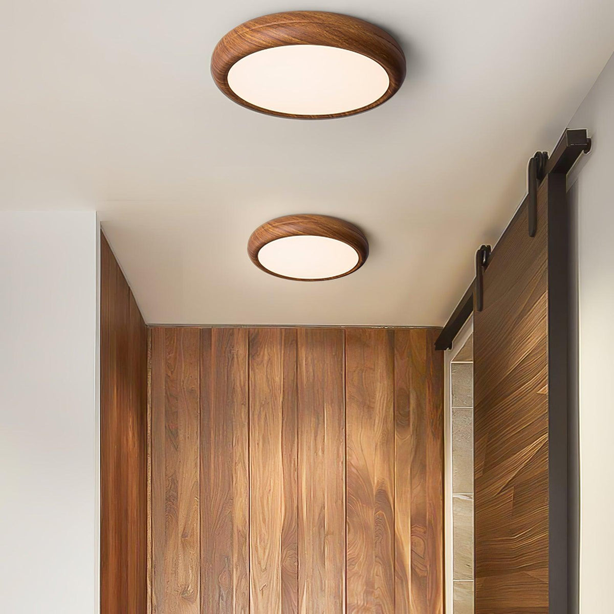Round Ceiling Lamp with Wood Grain Effect – product view